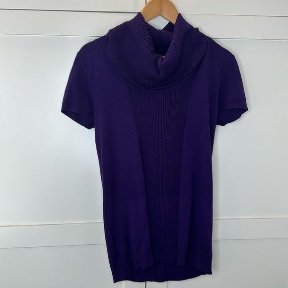 Dress barn purple turtleneck short sleeve sweater size Large - Picture 1 of 7
